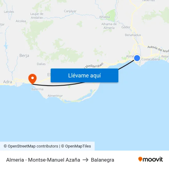 Almeria - Montse-Manuel Azaña to Balanegra map