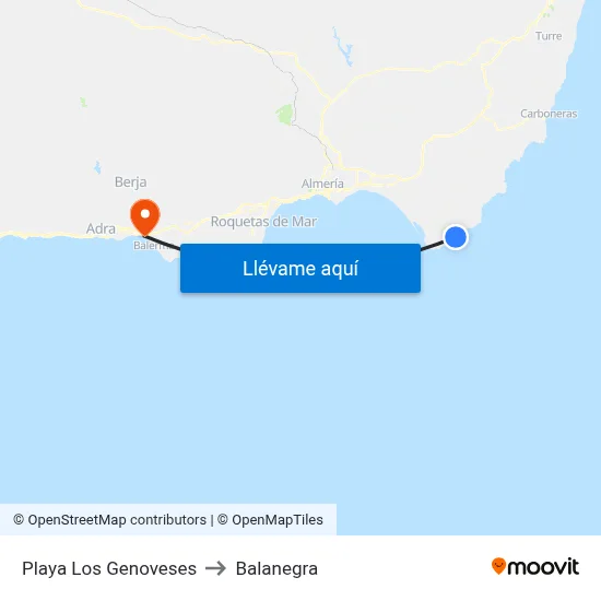 Playa Los Genoveses to Balanegra map