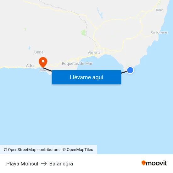 Playa Mónsul to Balanegra map