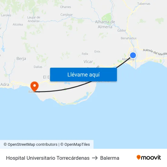 Hospital Universitario Torrecárdenas to Balerma map