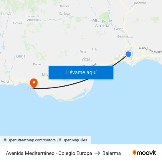 Avenida Mediterráneo - Colegio Europa to Balerma map