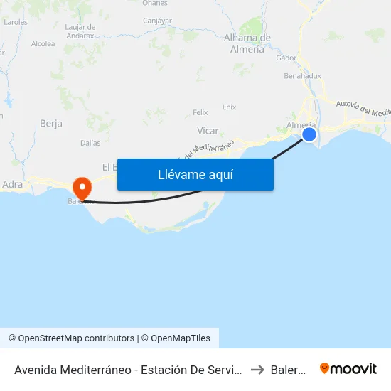 Avenida Mediterráneo - Estación De Servicio to Balerma map
