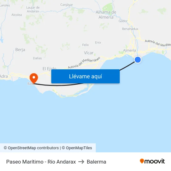 Paseo Marítimo - Río Andarax to Balerma map
