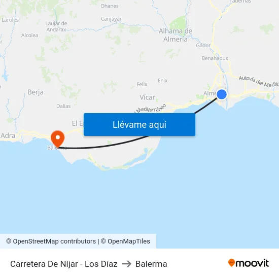 Carretera De Níjar - Los Díaz to Balerma map