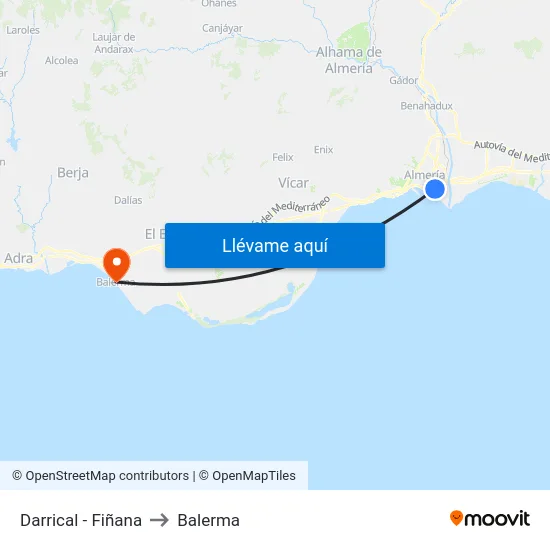 Darrical - Fiñana to Balerma map