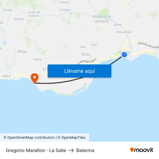 Gregorio Marañón - La Salle to Balerma map