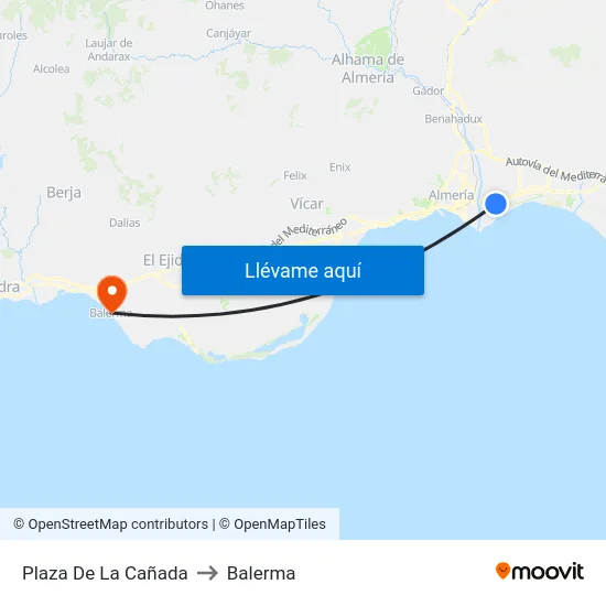 Plaza De La Cañada to Balerma map
