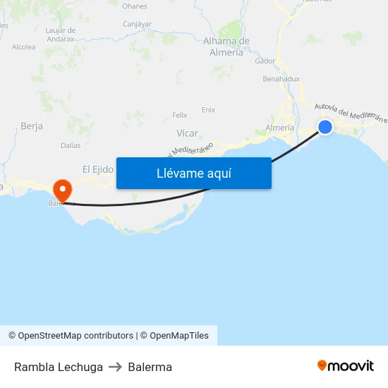 Rambla Lechuga to Balerma map