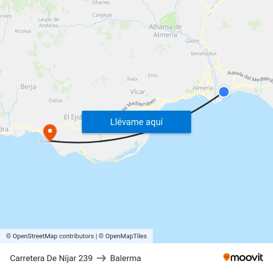 Carretera De Níjar 239 to Balerma map