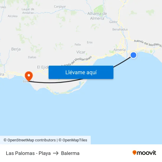 Las Palomas - Playa to Balerma map