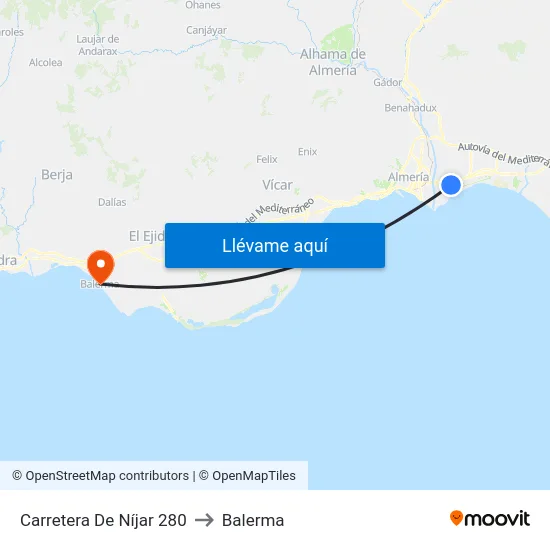 Carretera De Níjar 280 to Balerma map