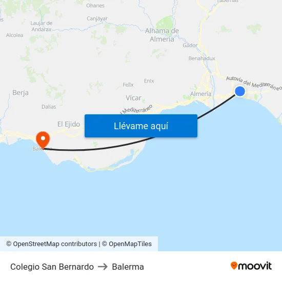 Colegio San Bernardo to Balerma map