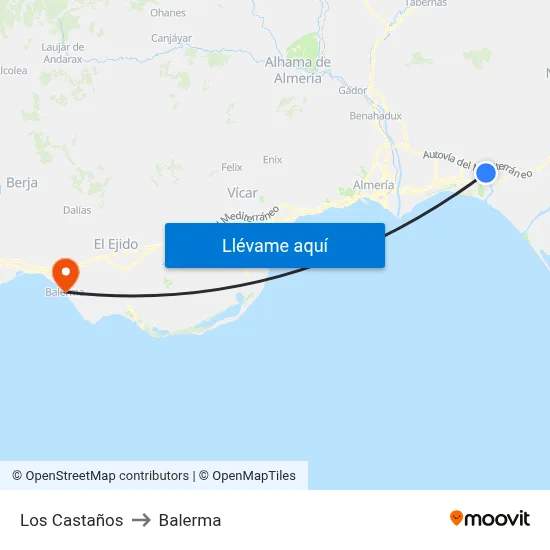 Los Castaños to Balerma map