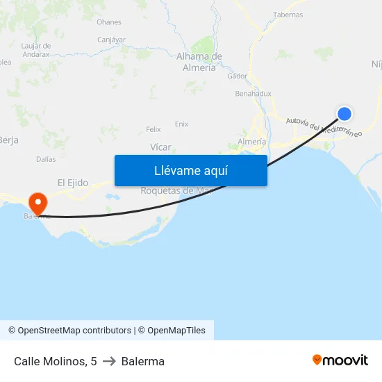 Calle Molinos, 5 to Balerma map