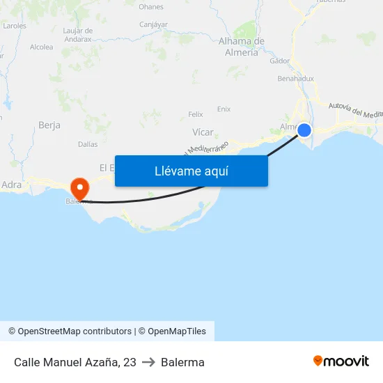 Calle Manuel Azaña, 23 to Balerma map