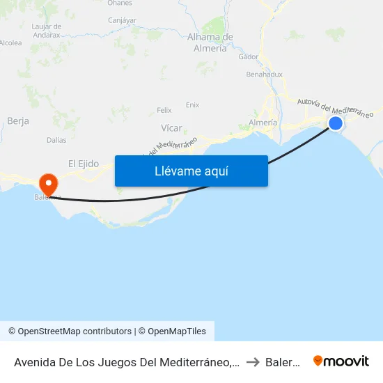 Avenida De Los Juegos Del Mediterráneo, 37 to Balerma map