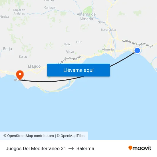 Juegos Del Mediterráneo 31 to Balerma map