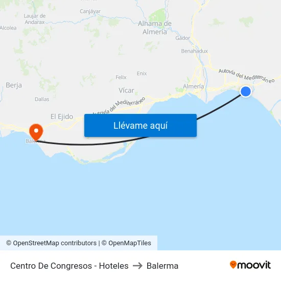 Centro De Congresos - Hoteles to Balerma map