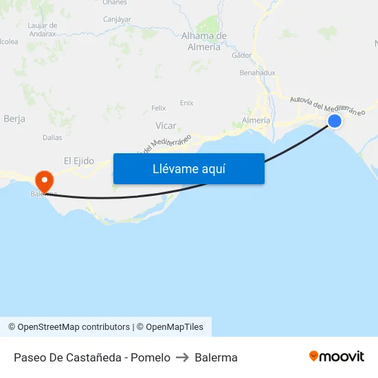 Paseo De Castañeda - Pomelo to Balerma map