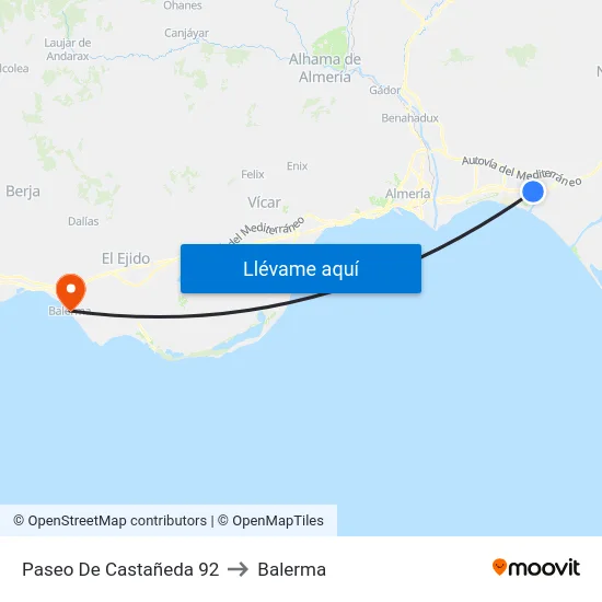 Paseo De Castañeda 92 to Balerma map