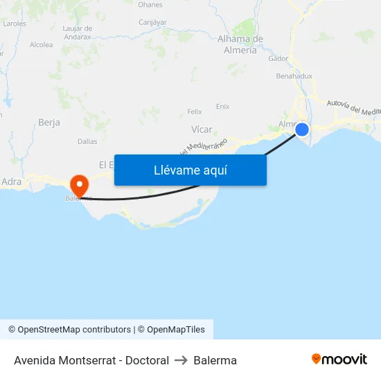 Avenida Montserrat - Doctoral to Balerma map