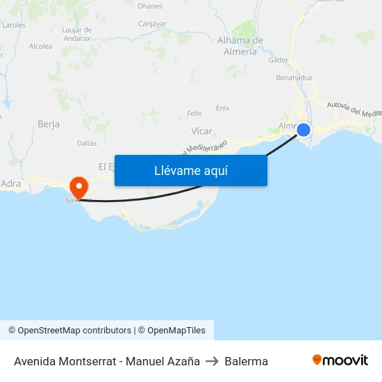 Avenida Montserrat - Manuel Azaña to Balerma map