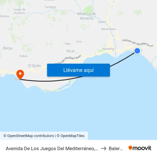 Avenida De Los Juegos Del Mediterráneo, 12 to Balerma map