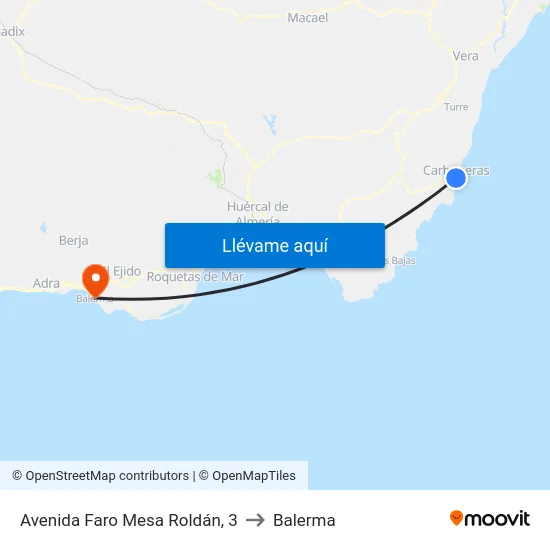 Avenida Faro Mesa Roldán, 3 to Balerma map
