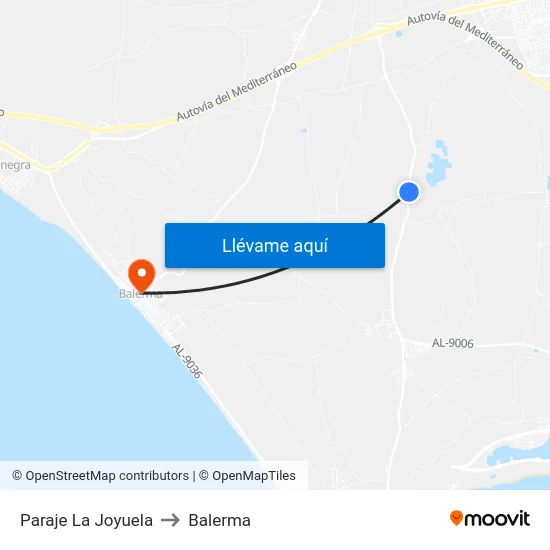Paraje La Joyuela to Balerma map