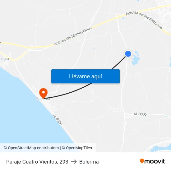 Paraje Cuatro Vientos, 293 to Balerma map