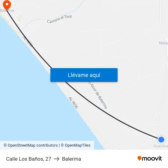 Calle Los Baños, 27 to Balerma map