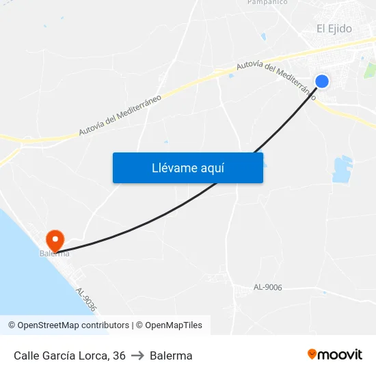 Calle García Lorca, 36 to Balerma map