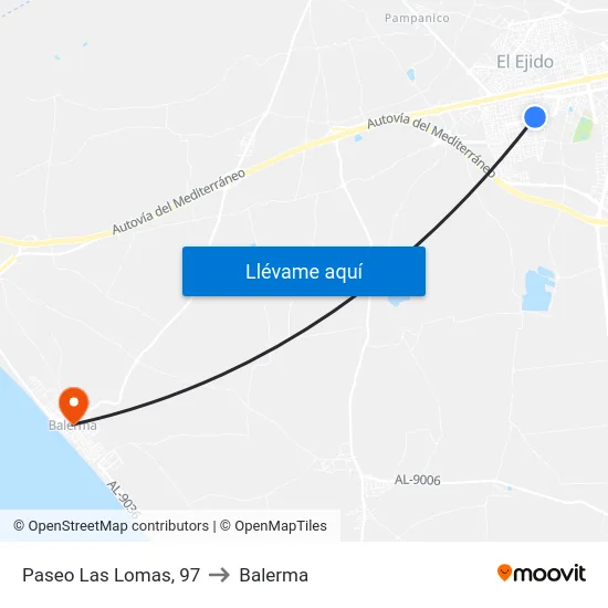 Paseo Las Lomas, 97 to Balerma map
