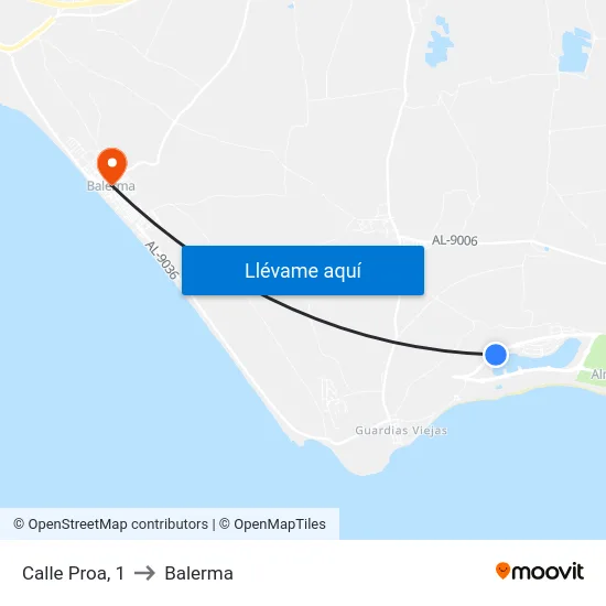 Calle Proa, 1 to Balerma map