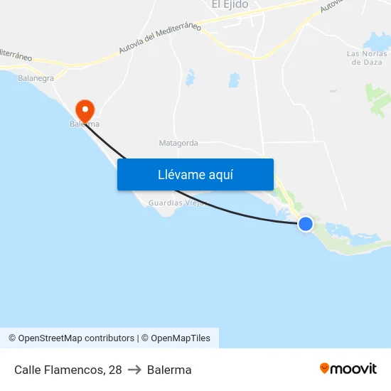 Calle Flamencos, 28 to Balerma map