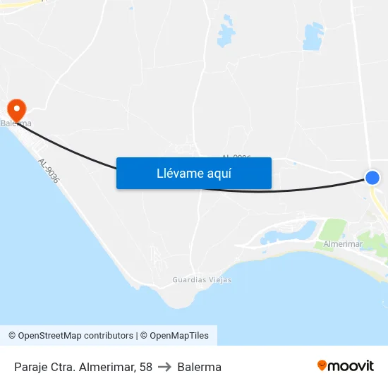 Paraje Ctra. Almerimar, 58 to Balerma map