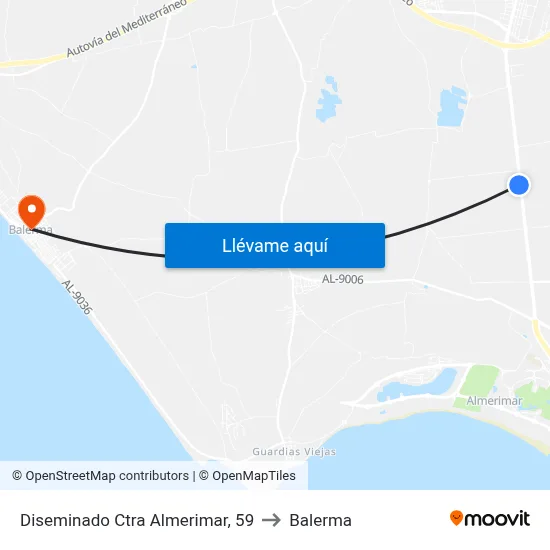 Diseminado Ctra Almerimar, 59 to Balerma map
