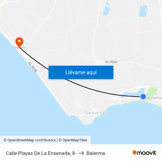 Calle Playas De La Ensenada, 8- to Balerma map
