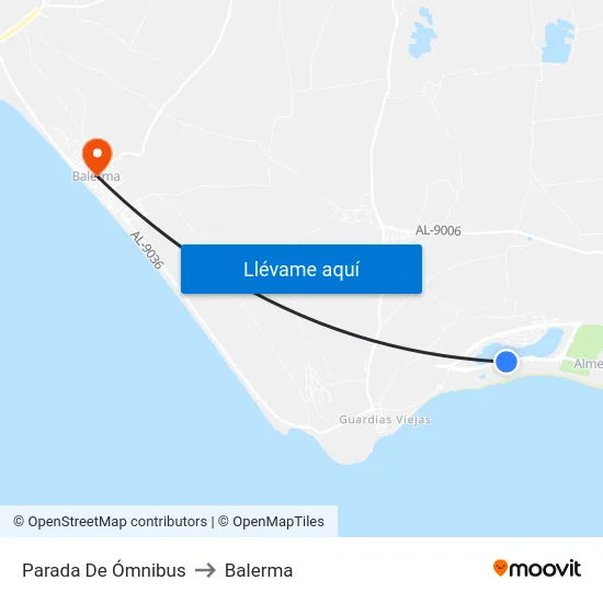 Parada De Ómnibus to Balerma map