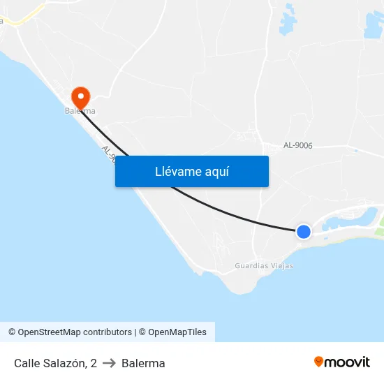 Calle Salazón, 2 to Balerma map