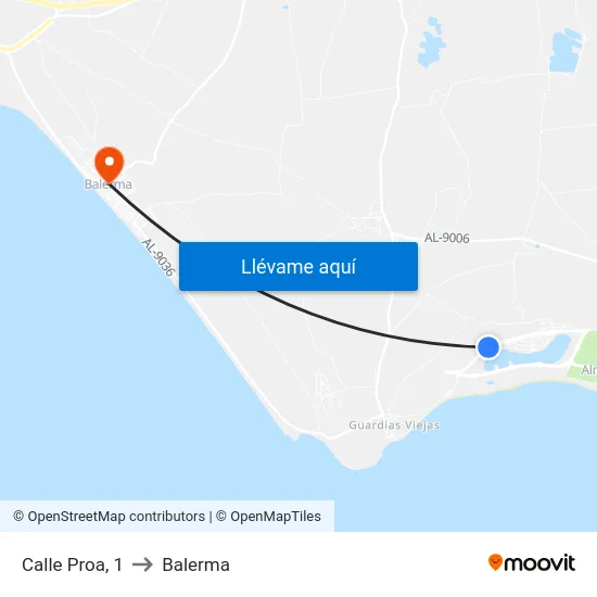 Calle Proa, 1 to Balerma map