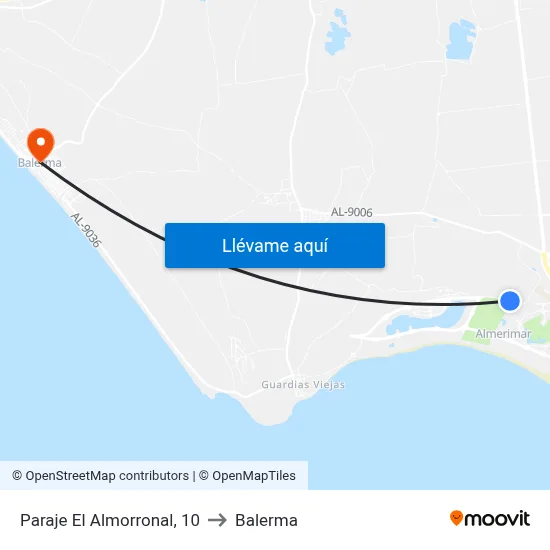 Paraje El Almorronal, 10 to Balerma map