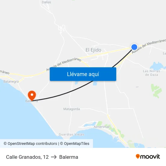 Calle Granados, 12 to Balerma map