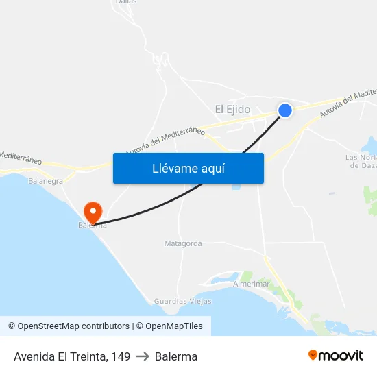 Avenida El Treinta, 149 to Balerma map