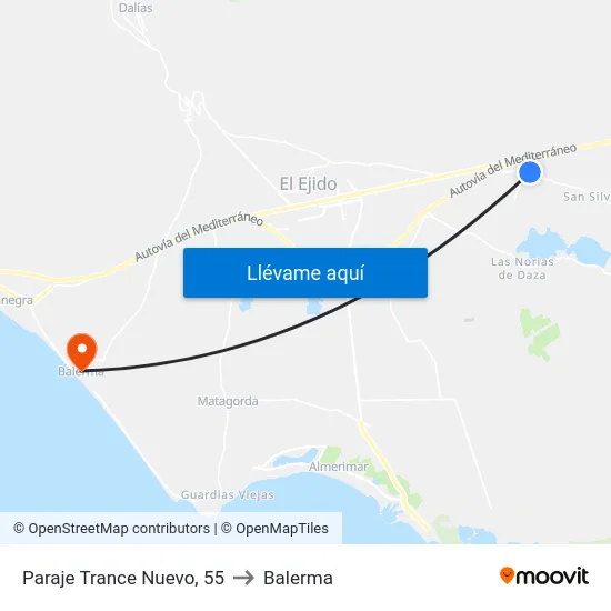 Paraje Trance Nuevo, 55 to Balerma map