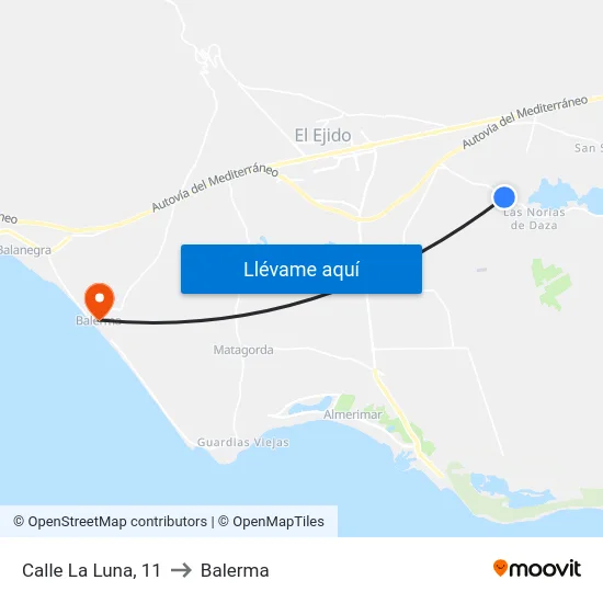 Calle La Luna, 11 to Balerma map
