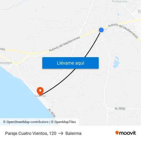 Paraje Cuatro Vientos, 120 to Balerma map