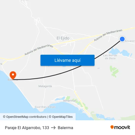 Paraje El Algarrobo, 133 to Balerma map