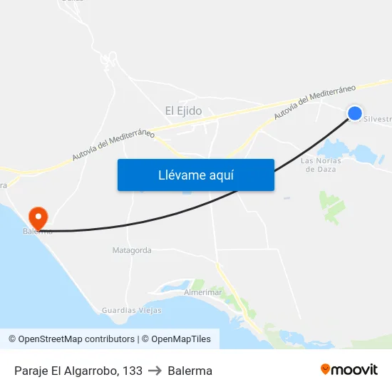 Paraje El Algarrobo, 133 to Balerma map