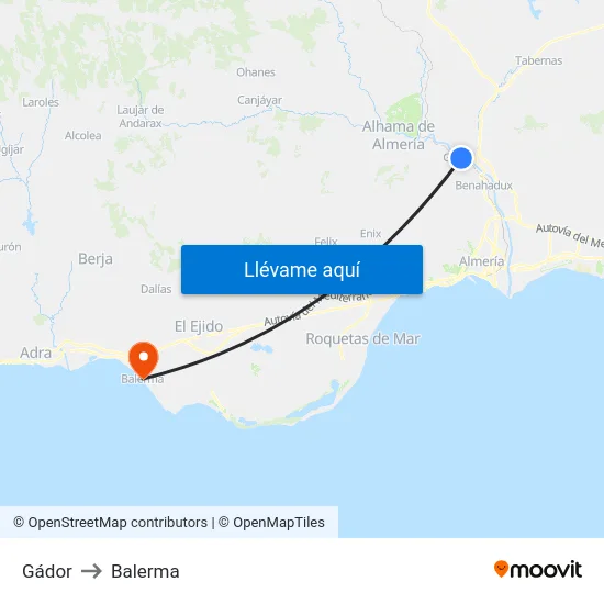 Gádor to Balerma map